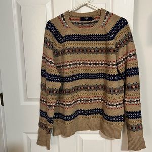 J. Crew Fairisle Crewneck Tan Size Large